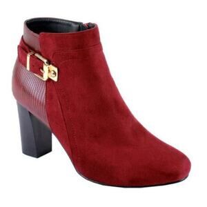 Reneeze Burgundy Pony Bootie Ankle Boots 6 NWOT
